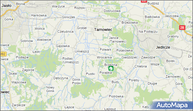 mapa Wrocanka gmina Tarnowiec, Wrocanka gmina Tarnowiec na mapie Targeo