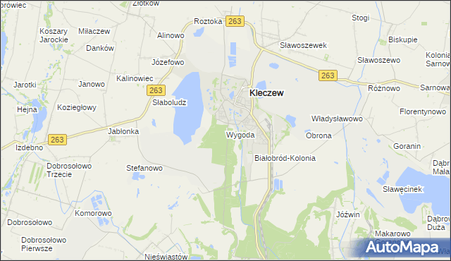 mapa Wygoda gmina Kazimierz Biskupi, Wygoda gmina Kazimierz Biskupi na mapie Targeo