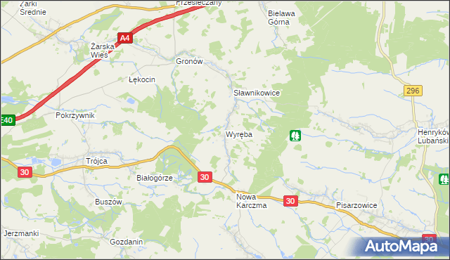 mapa Wyręba gmina Siekierczyn, Wyręba gmina Siekierczyn na mapie Targeo