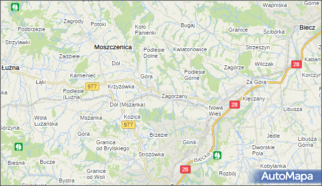 mapa Zagórzany gmina Gorlice, Zagórzany gmina Gorlice na mapie Targeo