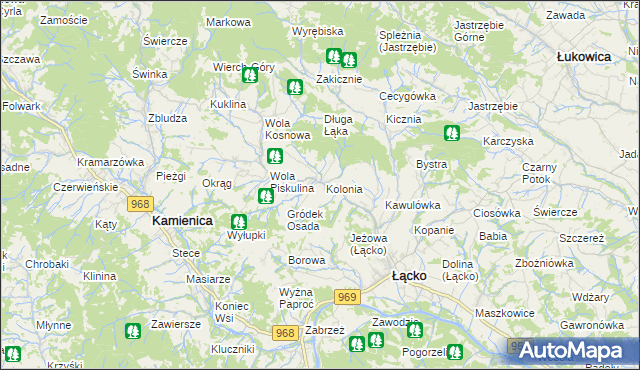 mapa Zagorzyn gmina Łącko, Zagorzyn gmina Łącko na mapie Targeo