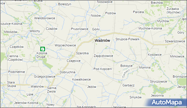 mapa Zajączkowice gmina Waśniów, Zajączkowice gmina Waśniów na mapie Targeo