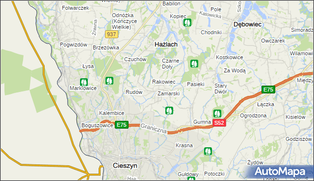 mapa Zamarski, Zamarski na mapie Targeo