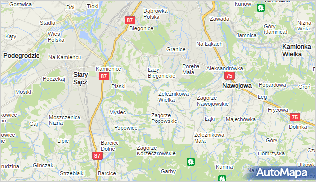 mapa Żeleźnikowa Wielka, Żeleźnikowa Wielka na mapie Targeo