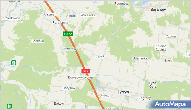 mapa Żerdź gmina Żyrzyn, Żerdź gmina Żyrzyn na mapie Targeo