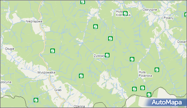 mapa Żydowskie gmina Krempna, Żydowskie gmina Krempna na mapie Targeo