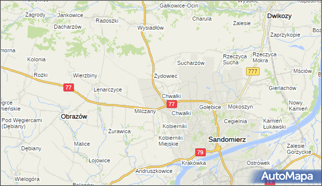 mapa Chwałki gmina Obrazów, Chwałki gmina Obrazów na mapie Targeo