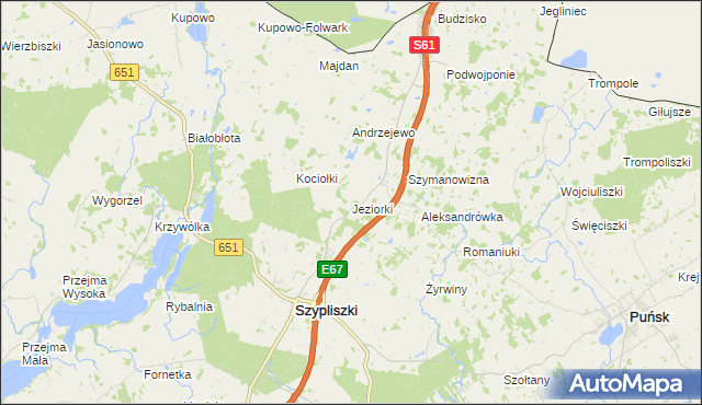 mapa Jeziorki gmina Szypliszki, Jeziorki gmina Szypliszki na mapie Targeo