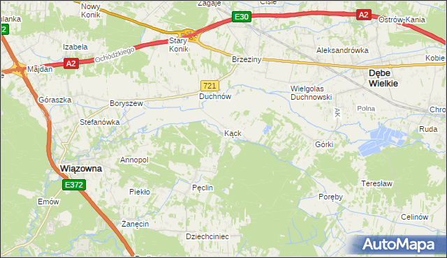 mapa Kąck, Kąck na mapie Targeo