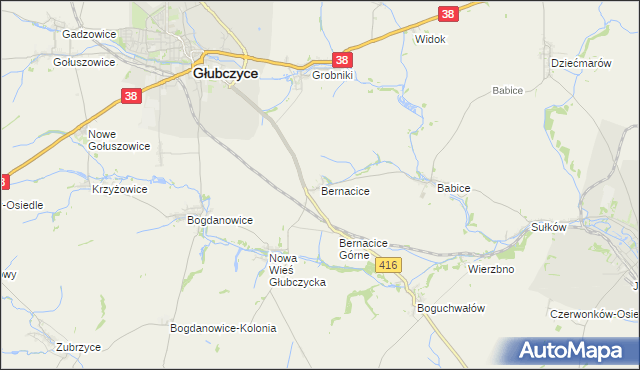 mapa Bernacice, Bernacice na mapie Targeo