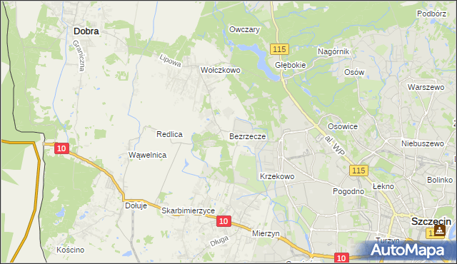 mapa Bezrzecze, Bezrzecze na mapie Targeo