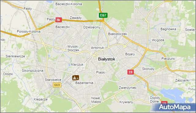 mapa Białegostoku, Białystok na mapie Targeo