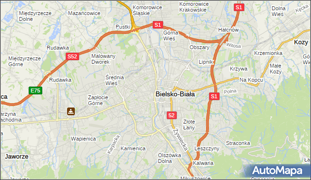 mapa Bielsko-Białej, Bielsko-Biała na mapie Targeo