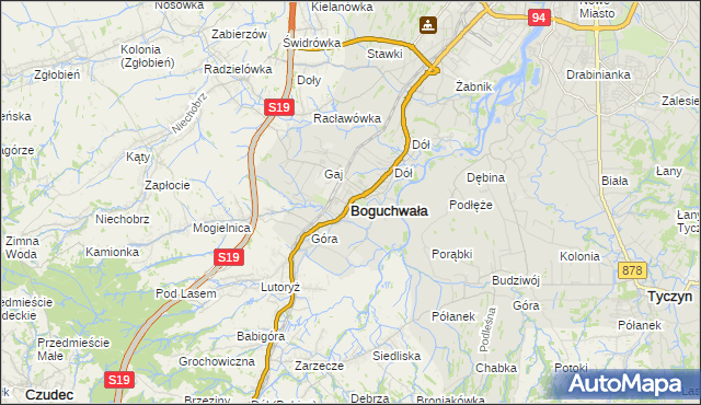 mapa Boguchwała powiat rzeszowski, Boguchwała powiat rzeszowski na mapie Targeo