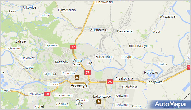 mapa Buszkowice gmina Żurawica, Buszkowice gmina Żurawica na mapie Targeo