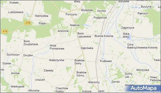 mapa Dąbrówka gmina Zadzim, Dąbrówka gmina Zadzim na mapie Targeo