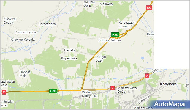 mapa Dobryń Duży, Dobryń Duży na mapie Targeo