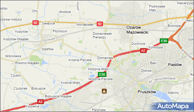 mapa Domaniew gmina Brwinów, Domaniew gmina Brwinów na mapie Targeo