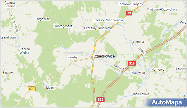 mapa Dziadkowice powiat siemiatycki, Dziadkowice powiat siemiatycki na mapie Targeo