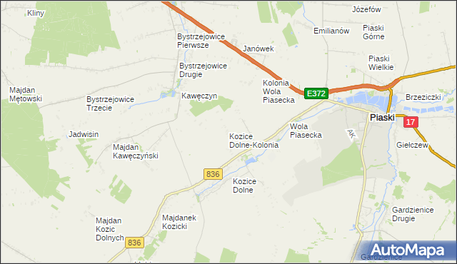 mapa Kozice Dolne-Kolonia, Kozice Dolne-Kolonia na mapie Targeo