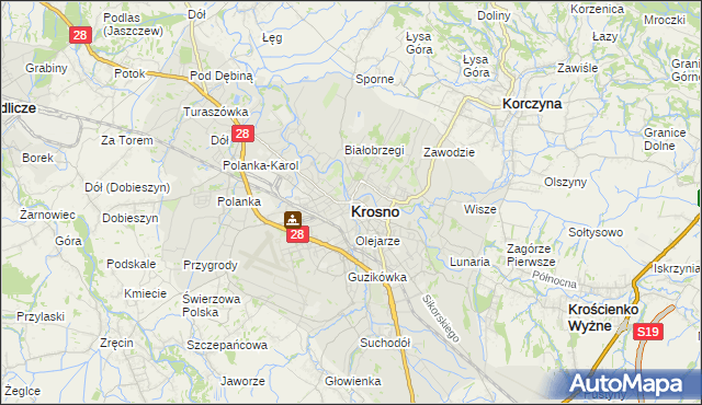 mapa Krosna, Krosno na mapie Targeo