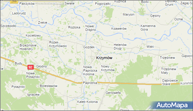 mapa Krzymów powiat koniński, Krzymów powiat koniński na mapie Targeo