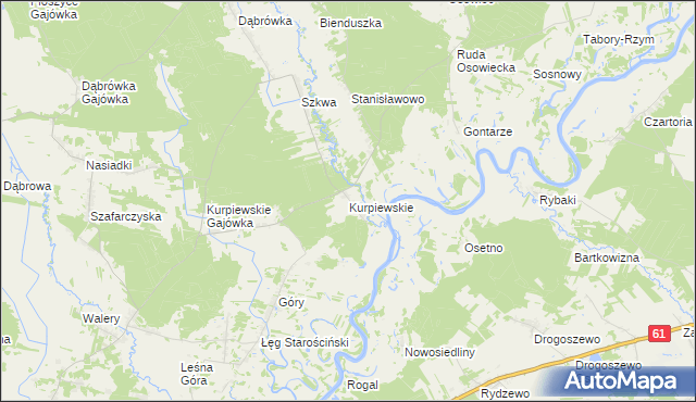 mapa Kurpiewskie, Kurpiewskie na mapie Targeo
