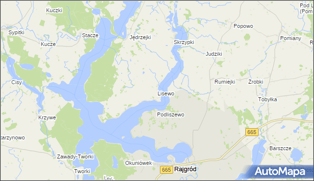 mapa Lisewo gmina Kalinowo, Lisewo gmina Kalinowo na mapie Targeo