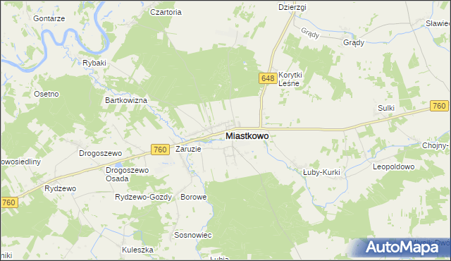 mapa Miastkowo, Miastkowo na mapie Targeo