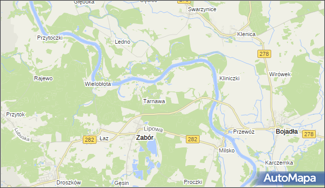 mapa Mielno gmina Zabór, Mielno gmina Zabór na mapie Targeo