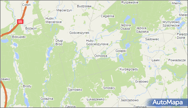 mapa Ochodza gmina Trzemeszno, Ochodza gmina Trzemeszno na mapie Targeo