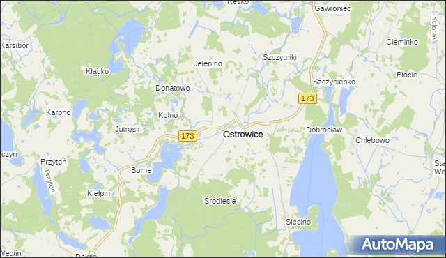 mapa Ostrowice powiat drawski, Ostrowice powiat drawski na mapie Targeo