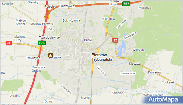 mapa Piotrków Trybunalski, Piotrków Trybunalski na mapie Targeo