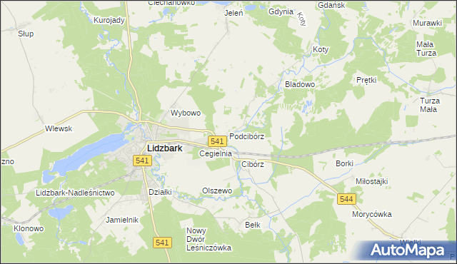 mapa Podcibórz, Podcibórz na mapie Targeo