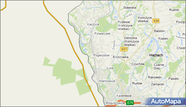 mapa Pogwizdów gmina Hażlach, Pogwizdów gmina Hażlach na mapie Targeo