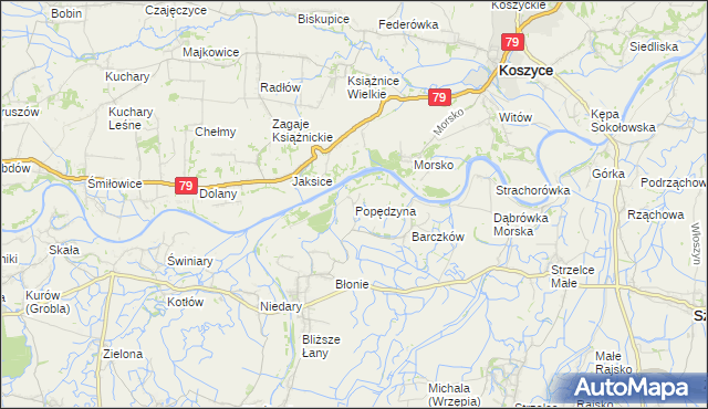 mapa Popędzyna, Popędzyna na mapie Targeo