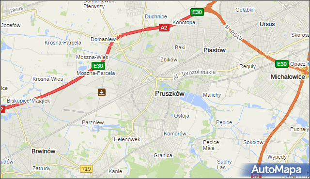 mapa Pruszków, Pruszków na mapie Targeo