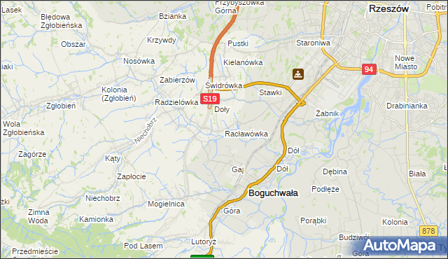 mapa Racławówka, Racławówka na mapie Targeo