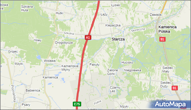 mapa Rudnik Mały gmina Starcza, Rudnik Mały gmina Starcza na mapie Targeo