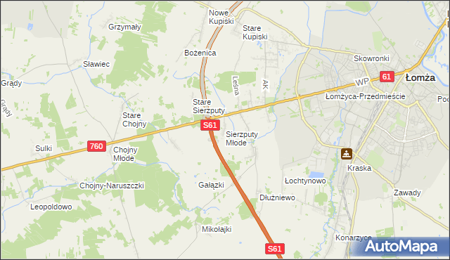 mapa Sierzputy Młode, Sierzputy Młode na mapie Targeo