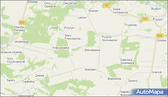 mapa Stanisławów gmina Opole Lubelskie, Stanisławów gmina Opole Lubelskie na mapie Targeo