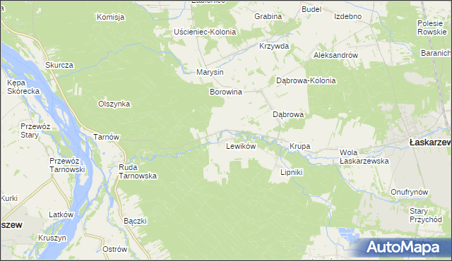 mapa Wanaty gmina Łaskarzew, Wanaty gmina Łaskarzew na mapie Targeo