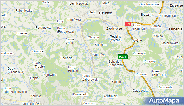 mapa Zaborów gmina Czudec, Zaborów gmina Czudec na mapie Targeo