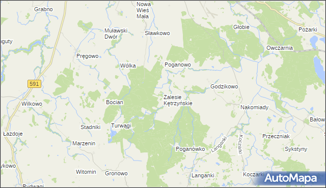 mapa Zalesie Kętrzyńskie, Zalesie Kętrzyńskie na mapie Targeo