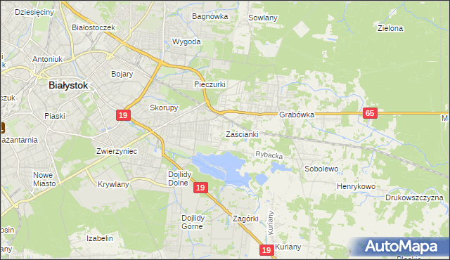 mapa Zaścianki gmina Supraśl, Zaścianki gmina Supraśl na mapie Targeo