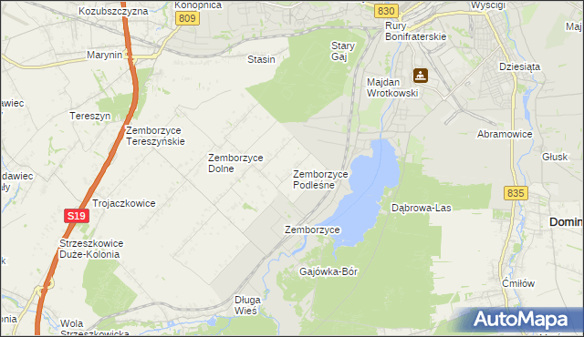 mapa Zemborzyce Podleśne, Zemborzyce Podleśne na mapie Targeo