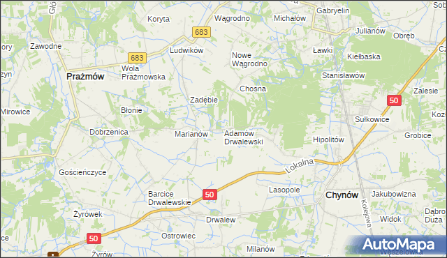 mapa Adamów Drwalewski, Adamów Drwalewski na mapie Targeo