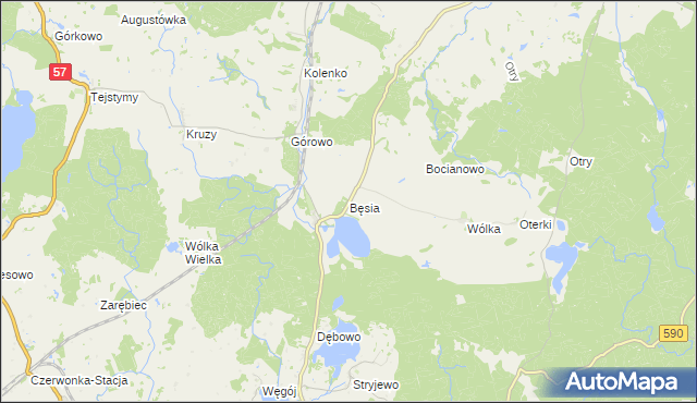 mapa Bęsia, Bęsia na mapie Targeo