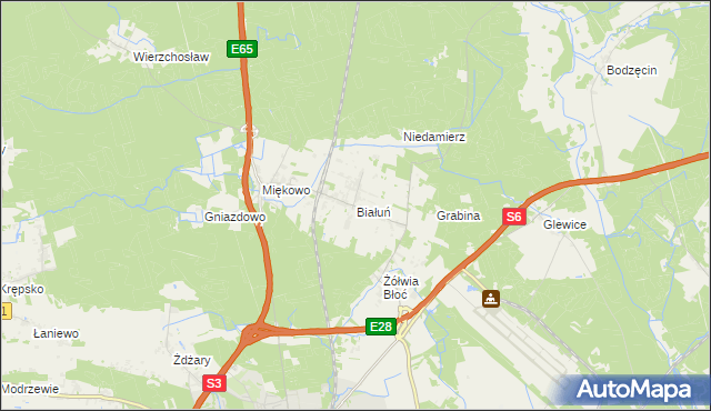 mapa Białuń gmina Goleniów, Białuń gmina Goleniów na mapie Targeo