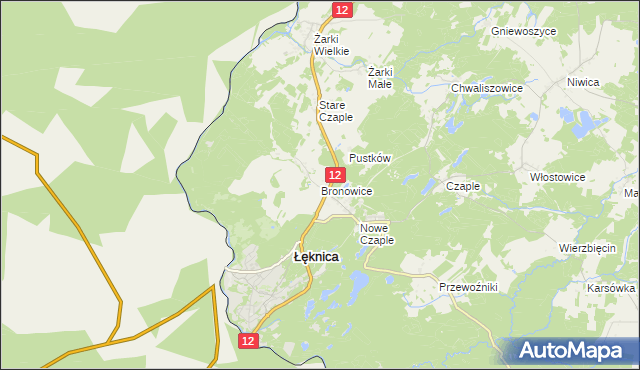 mapa Bronowice gmina Trzebiel, Bronowice gmina Trzebiel na mapie Targeo